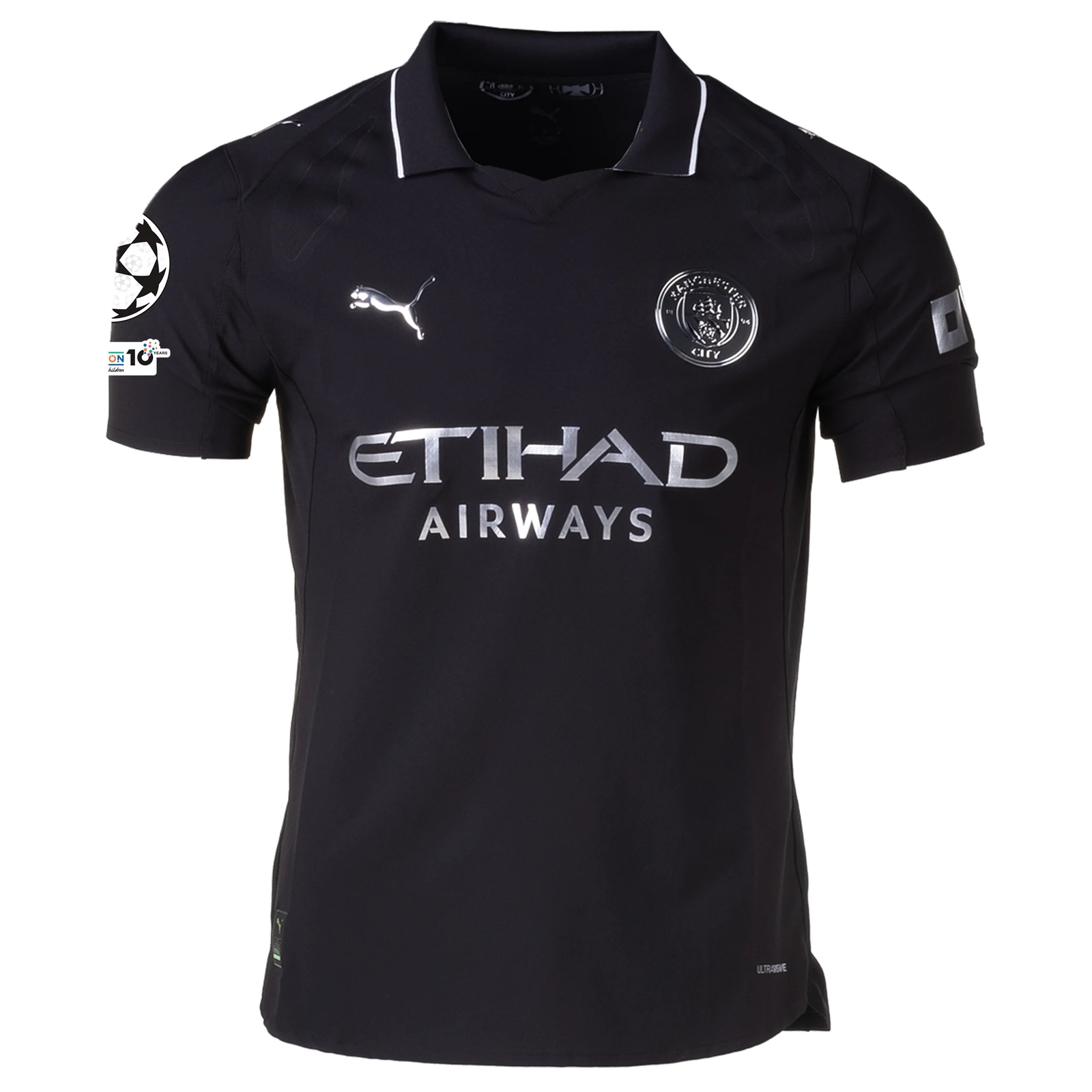 Puma Manchester City Authentic Away Jersey w/ Champions League Patches 25/26 (Puma Black)