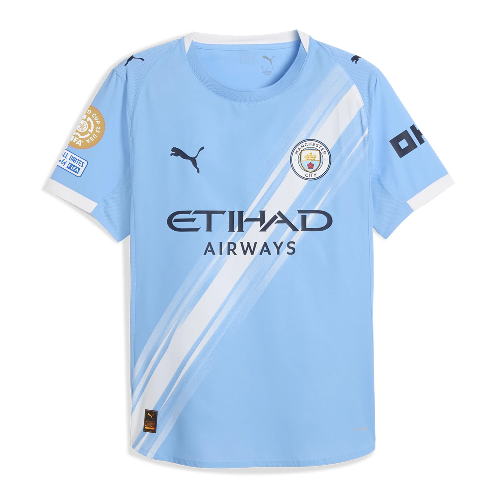 Puma Manchester City Authentic Home Jersey w/ Cub World Cup Patches 25/26 (Team Light Blue/White)
