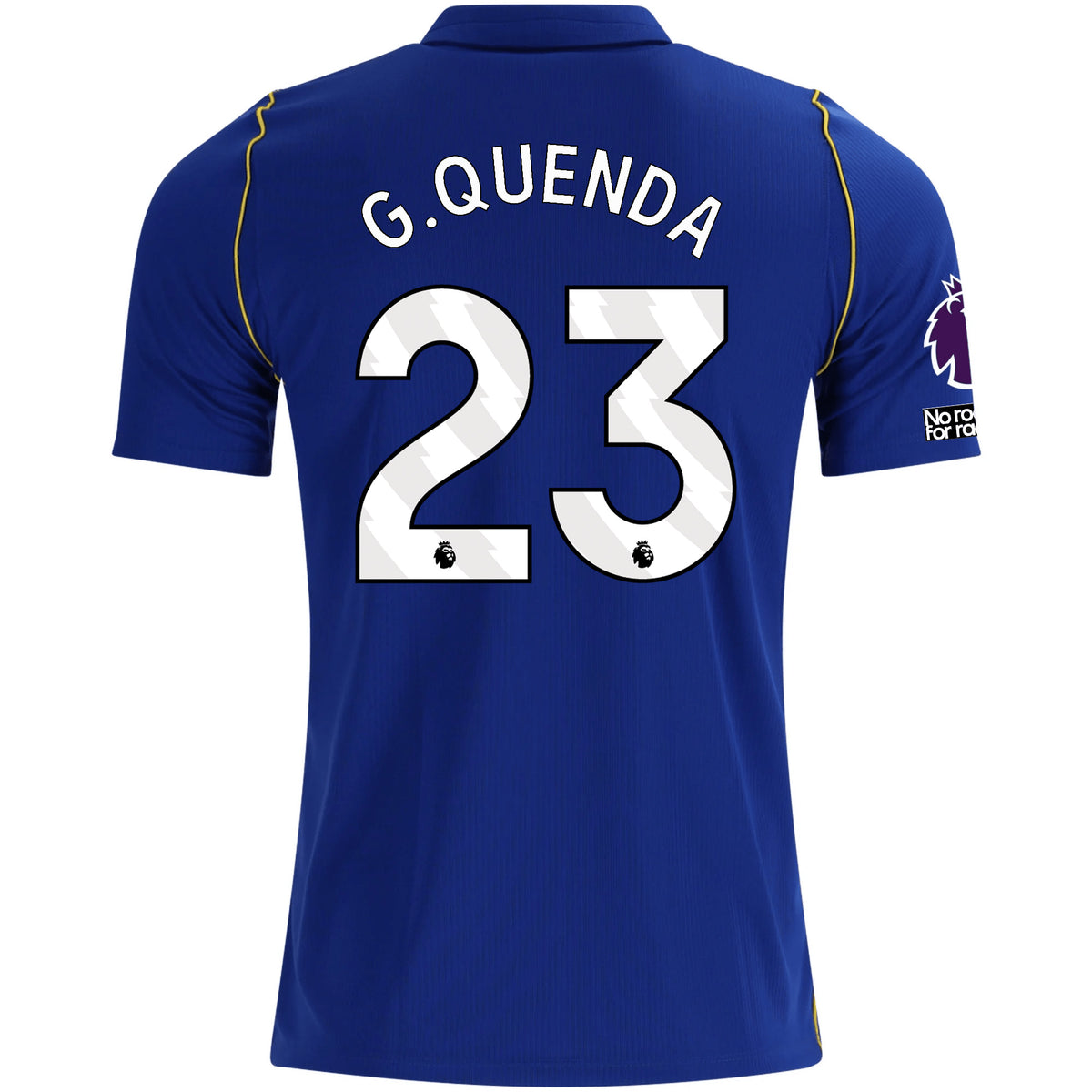 Nike Mens Chelsea FC Geovany Quenda Home Jersey w/ EPL + No Room For Racism + Club World Cup Champion Patches 26/27 (Bright Royal/Gold)
