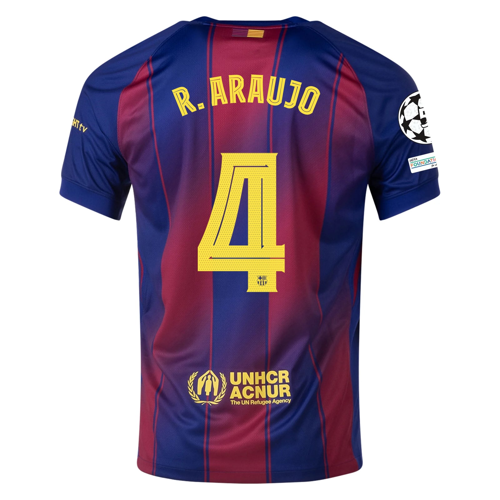 Nike R. Araujo FC Barcelona Home Jersey 25/26 w/ Champions League Patches (Deep Royal Blue/Midwest Gold)