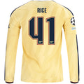 adidas Mens Arsenal Declan Rice Long Sleeve Third Jersey w/ Champions League Patches 26/27 (Yellow)