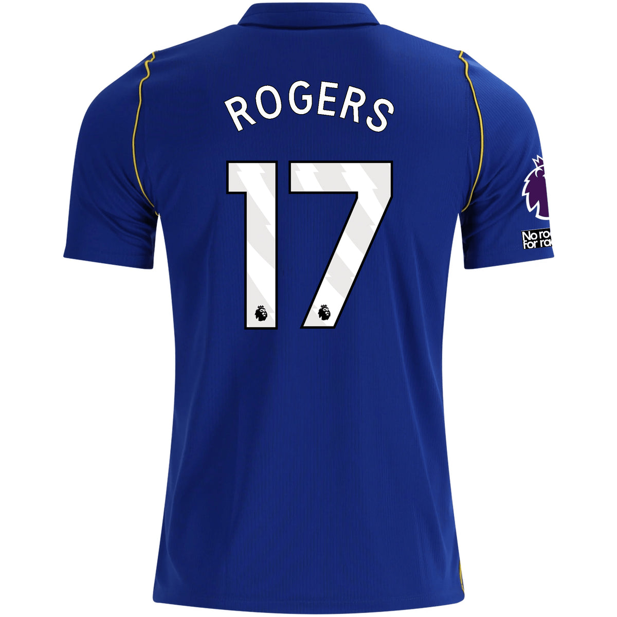 Nike Mens Chelsea FC Morgan Rogers Home Jersey w/ EPL + No Room For Racism + Club World Cup Champion Patches 26/27 (Bright Royal/Gold)
