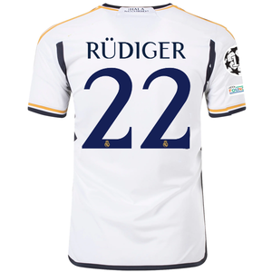 adidas Real Madrid Antonio Rudiger Home Jersey w/ Champions League + Club World Cup Patches 23/24 (White)