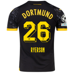 Puma Borussia Dortmund Julian Ryerson Away Jersey w/ Champions League Patches 23/24 (Puma Black/Cyber Yellow)