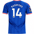 adidas Mens Manchester United Marcus Rashford Away Jersey w/ EPL + No Room For Racism Patches 26/27 (Blue)