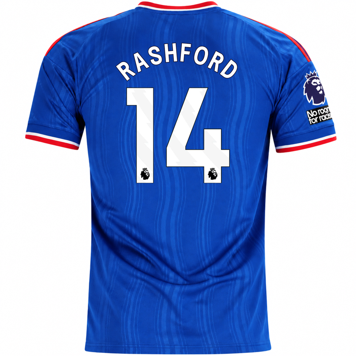 adidas Mens Manchester United Marcus Rashford Away Jersey w/ EPL + No Room For Racism Patches 26/27 (Blue)