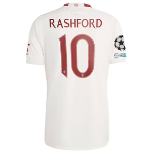 adidas Manchester United Marcus Rashford Third Jersey w/ Champions League Patches 23/24 (Cloud White/Red)