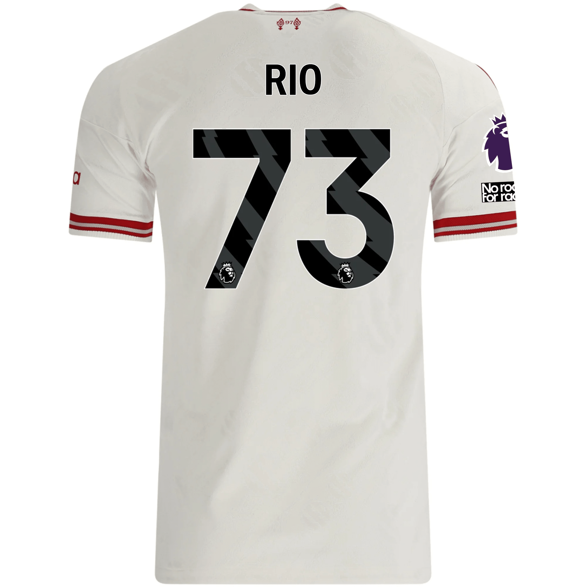 adidas Mens Liverpool Rio Ngumoha Authentic Away Jersey w/ EPL + No Room For Racsim Patches 26/27 (White)