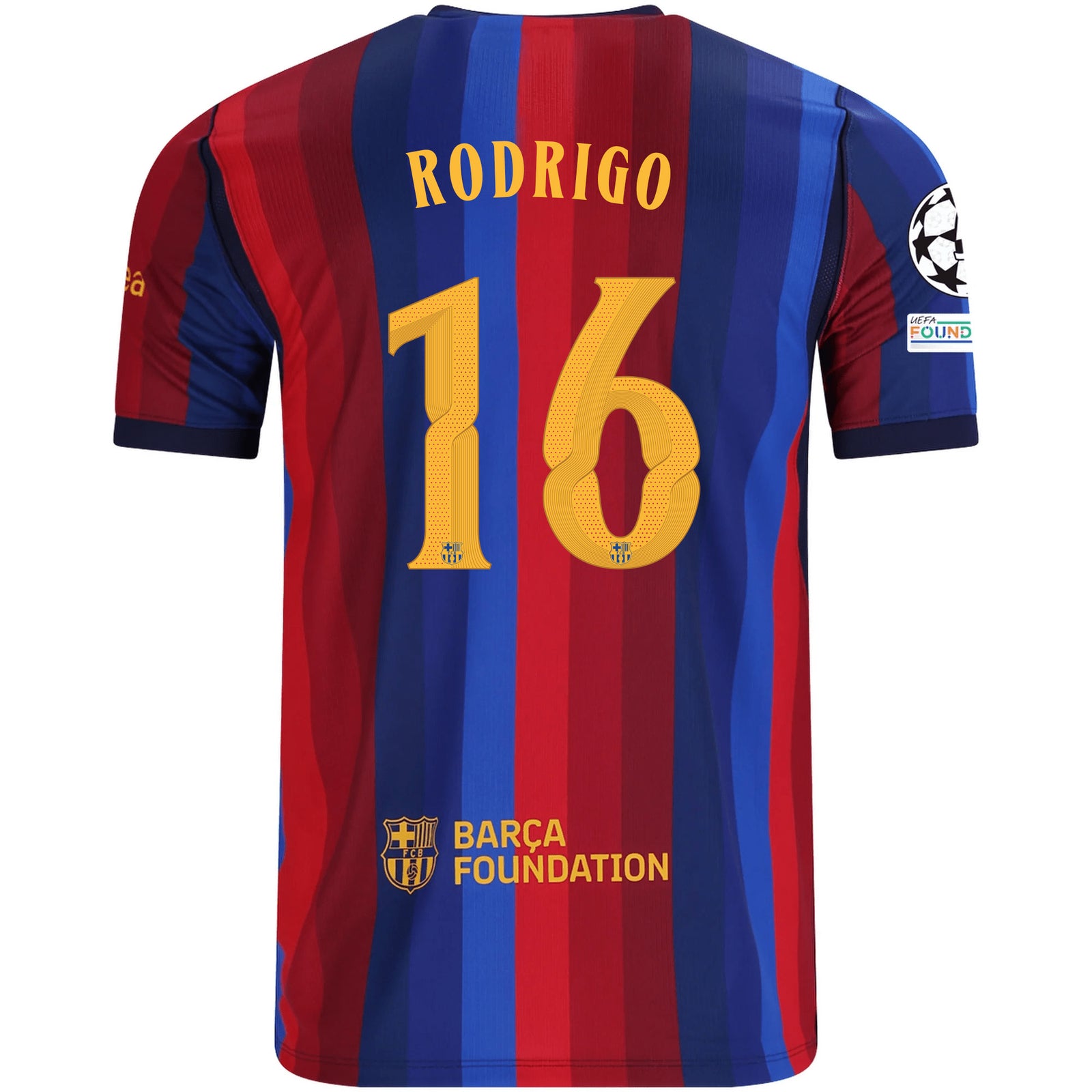 Nike Mens FC Barcelona Rodrigo Hernández Cascante Home Jersey w/ Champions League Patches 26/27 (Deep Garnet/Blue Void)