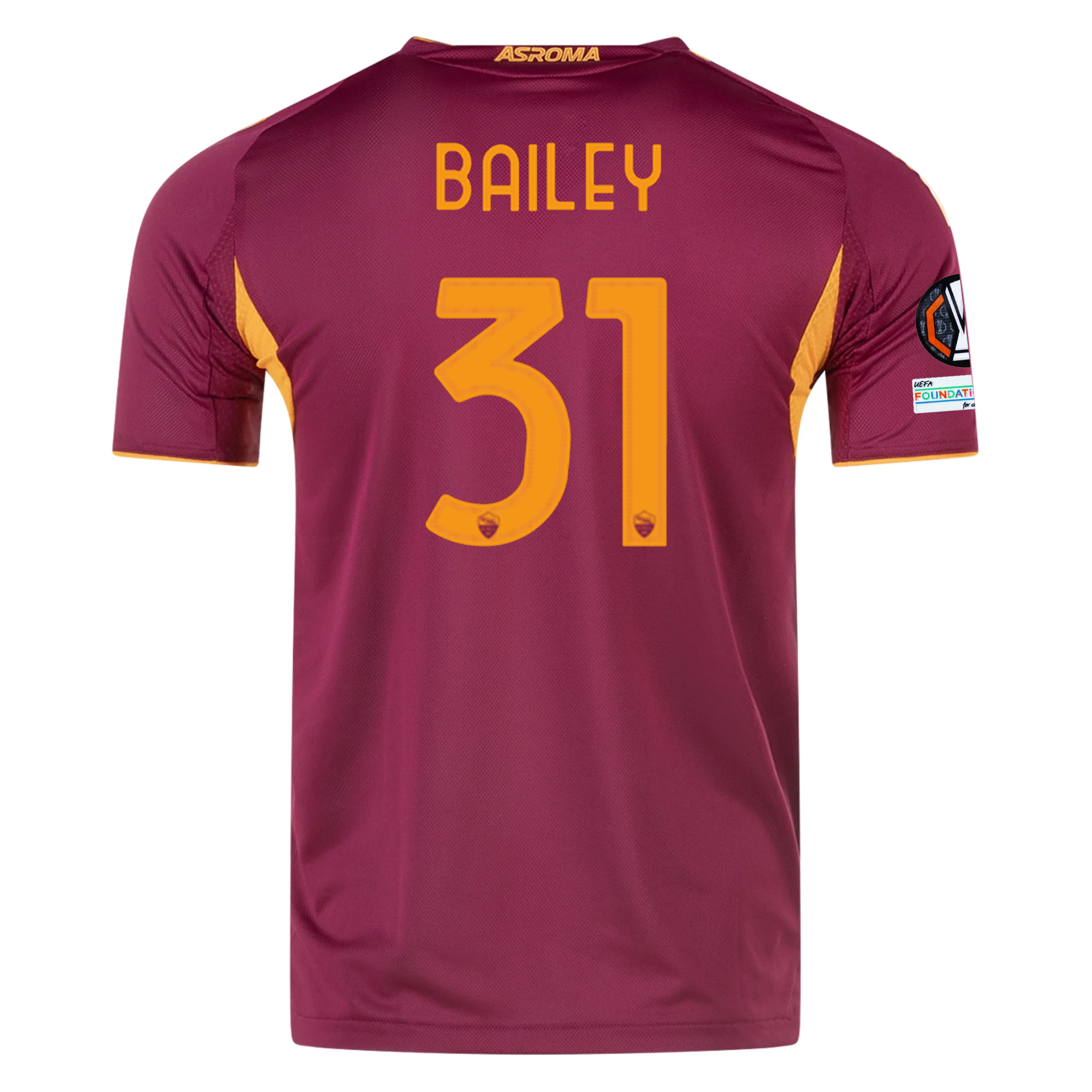 adidas Roma Authentic Leon Bailey Home Jersey w/ Europa League Patches 25/26 (Burgundy)