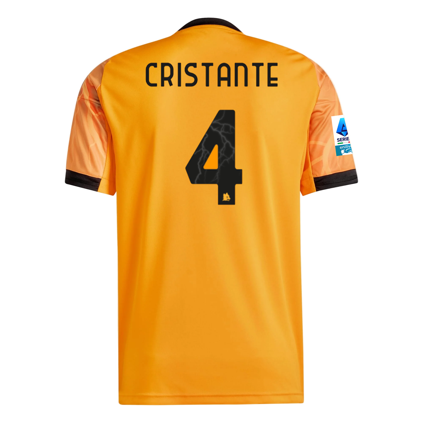 adidas Roma Bryan Cristante Away Jersey w/ Serie A Patch 25/26 (Orange/Black)