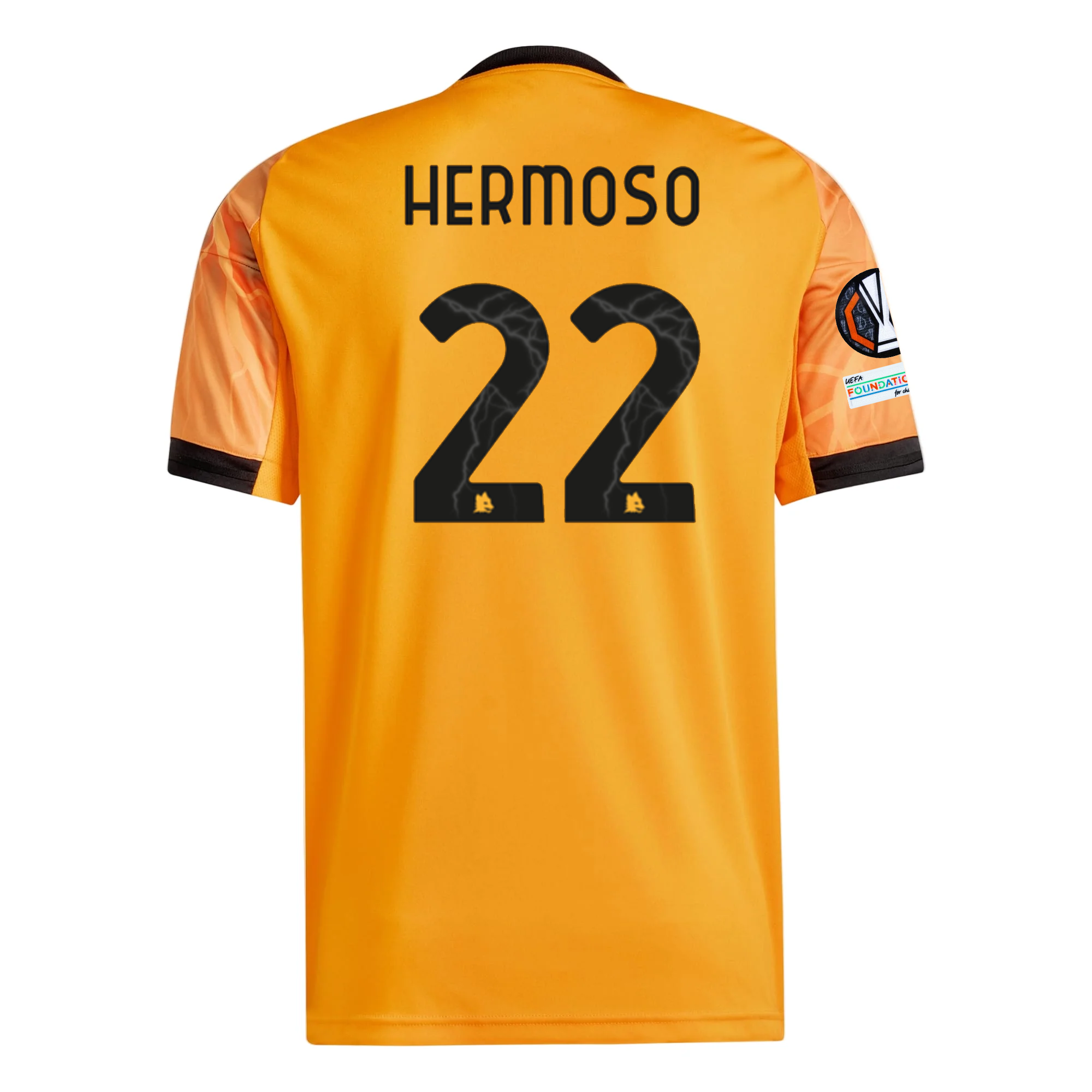 adidas Roma Mario Hermoso Away Jersey w/ Europa League Patches 25/26 (Orange/Black)