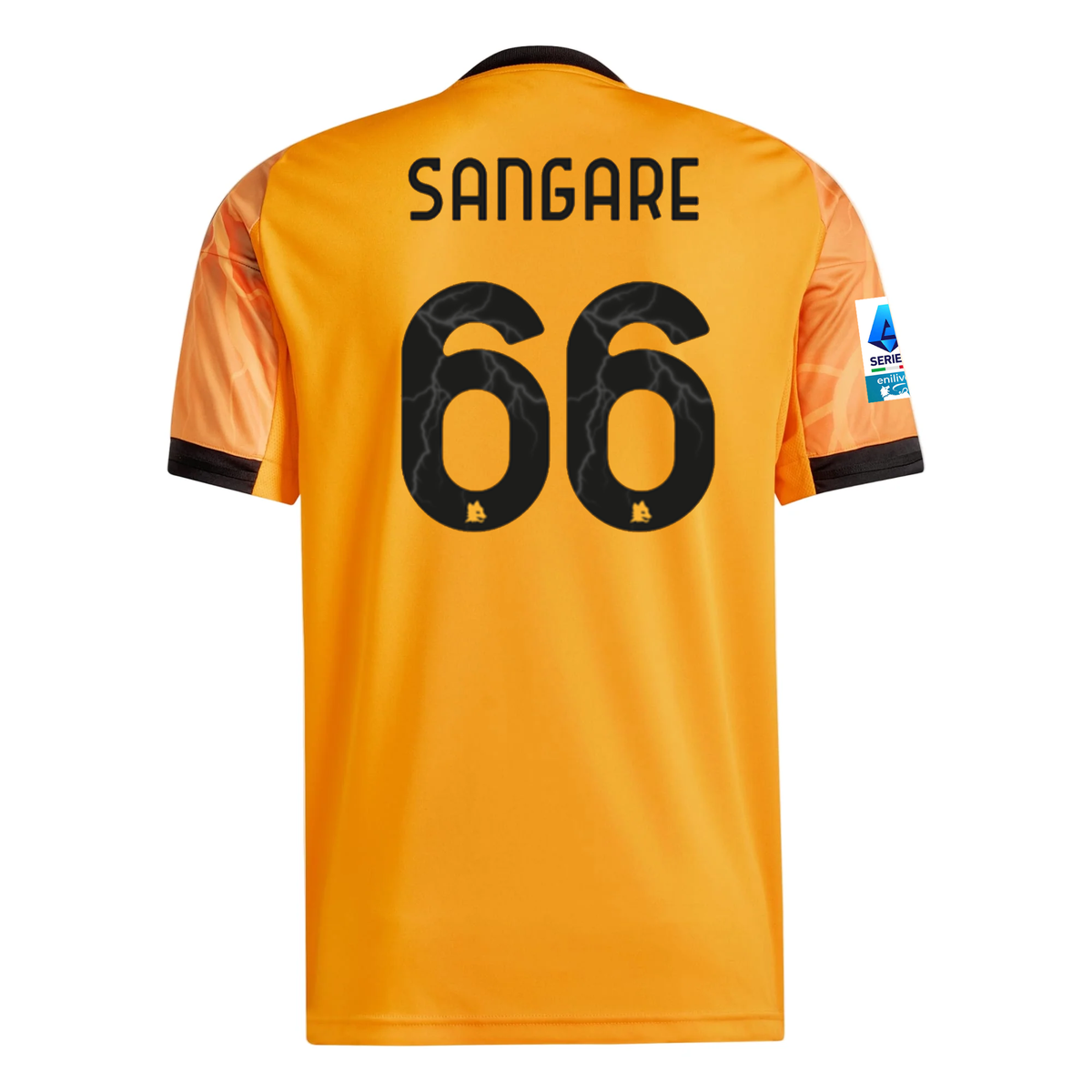 adidas Roma Buba Sangaré Away Jersey w/ Serie A Patch 25/26 (Orange/Black)