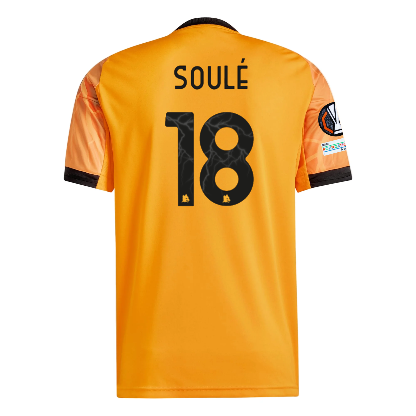 adidas Roma Matías Soulé Away Jersey w/ Europa League Patches 25/26 (Orange/Black)