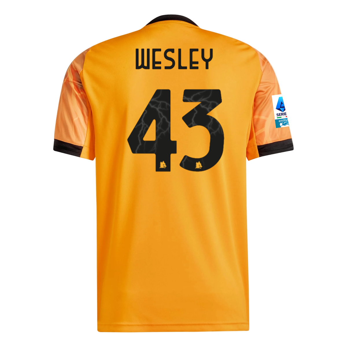 adidas Roma Wesley França Away Jersey w/ Serie A Patch 25/26 (Orange/Black)