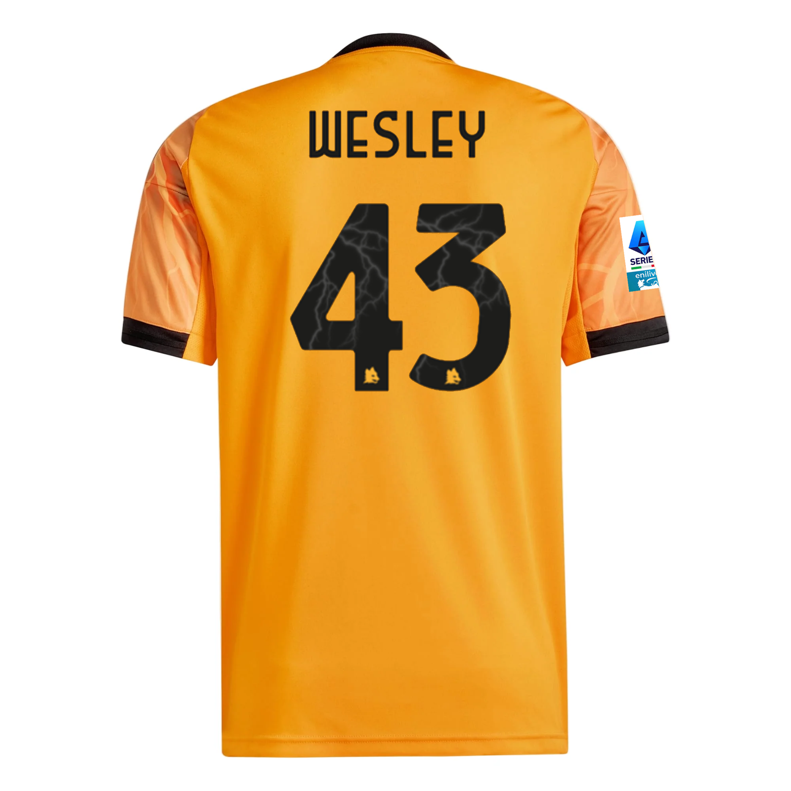 adidas Roma Wesley França Away Jersey w/ Serie A Patch 25/26 (Orange/Black)