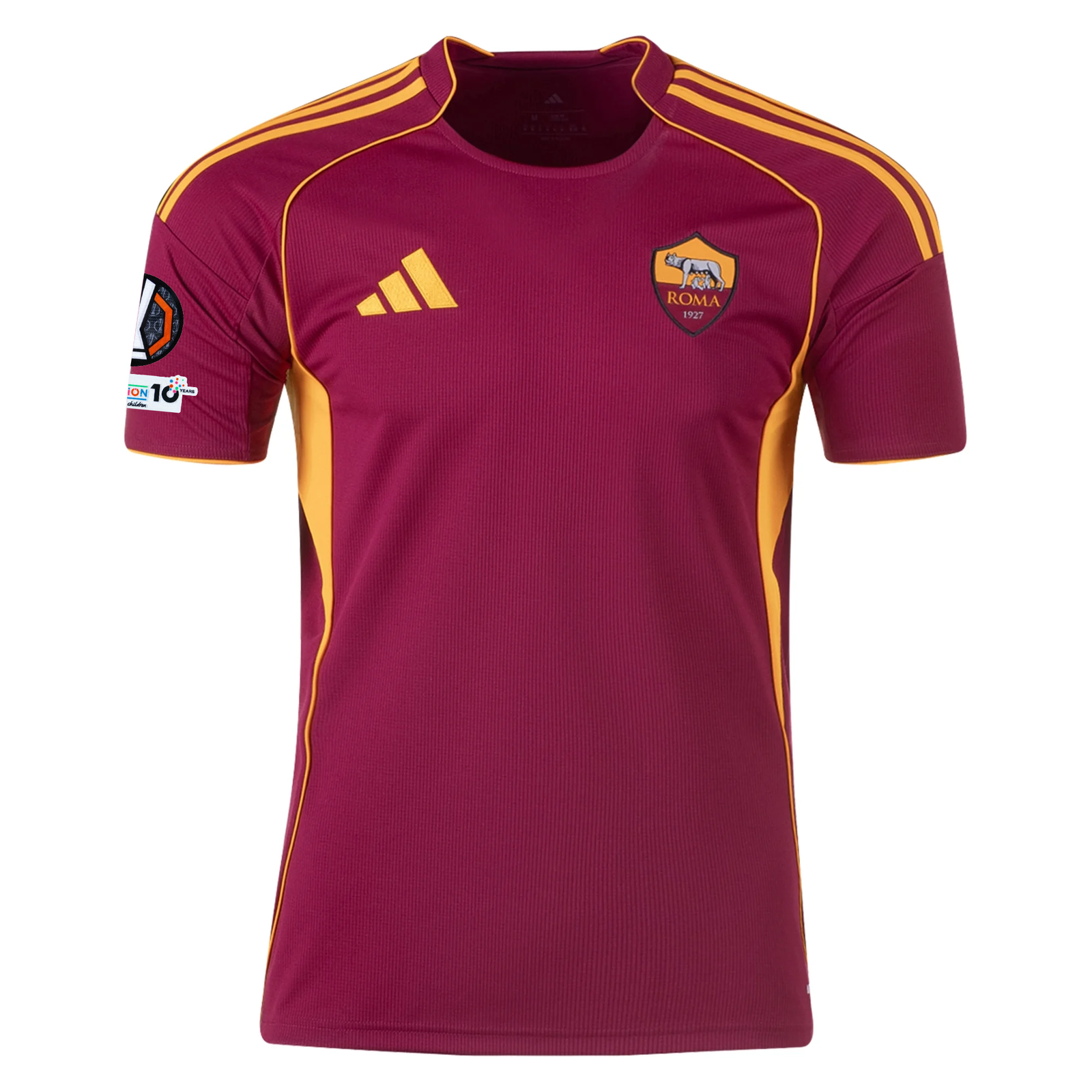 adidas Men's Roma Home Jersey w/ Europa League Patches 25/26 (Burgundy)