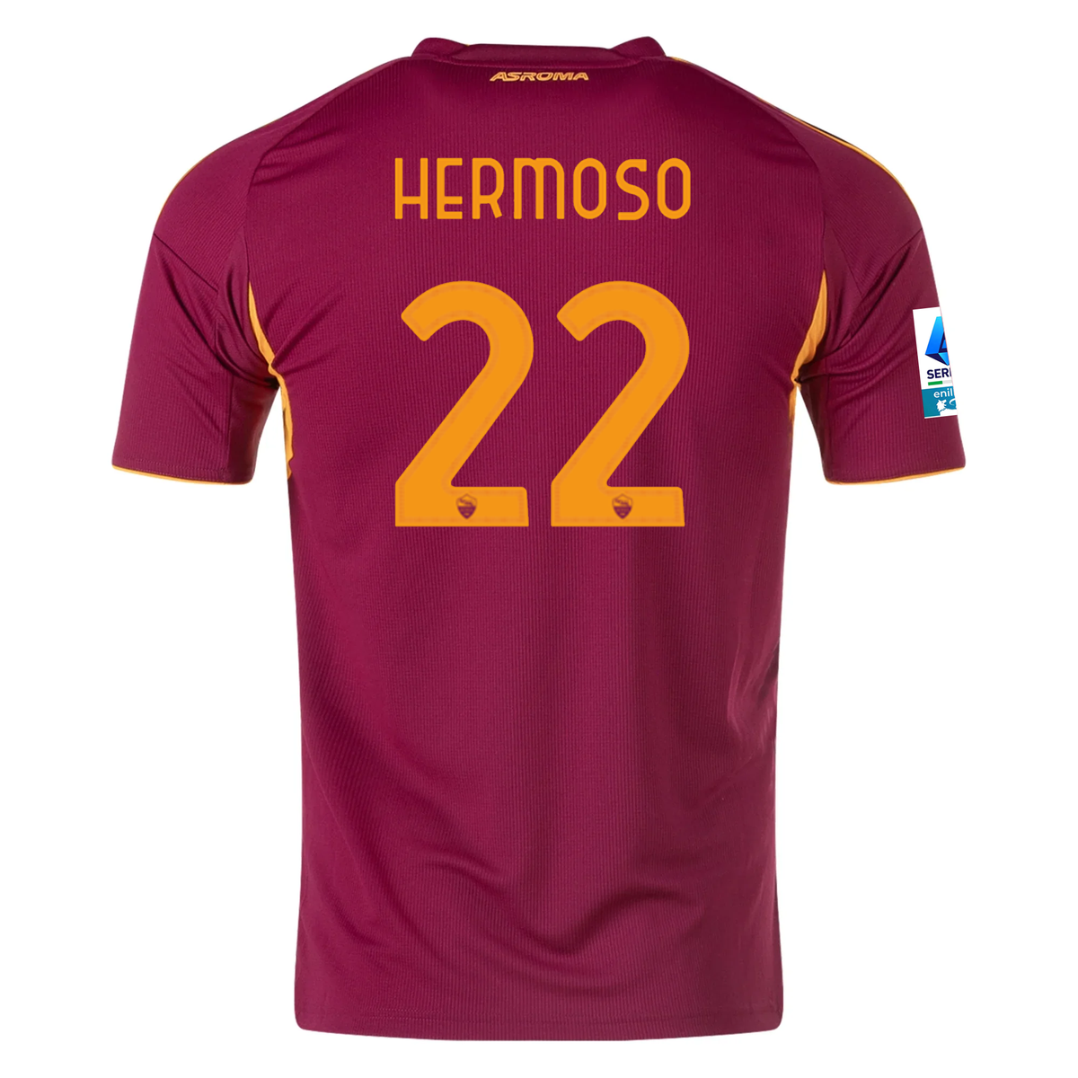 adidas Men&#39;s Roma Mario Hermoso Home Jersey w/ Serie A Patch 25/26 (Burgundy)