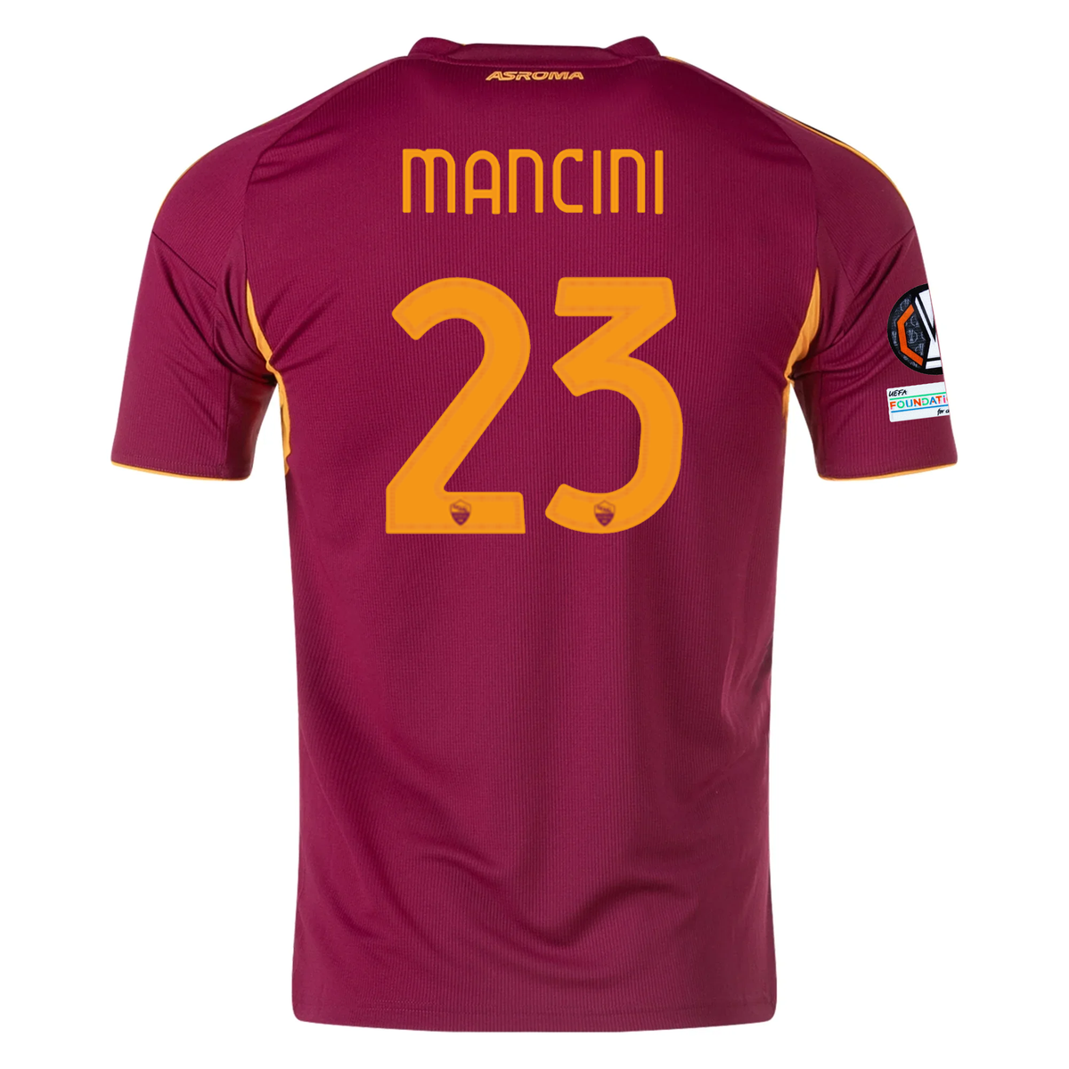 adidas Men&#39;s Roma Gianluca Mancini Home Jersey w/ Europa League Patches 25/26 (Burgundy)