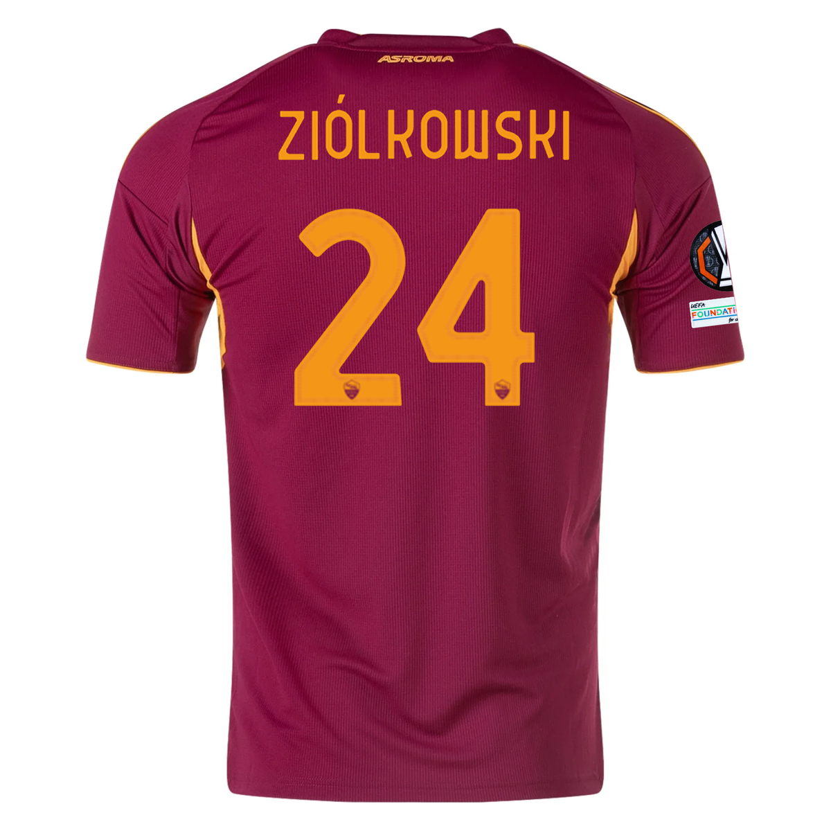 adidas Men&#39;s Roma Jan Ziółkowski Home Jersey w/ Europa League Patches 25/26 (Burgundy)