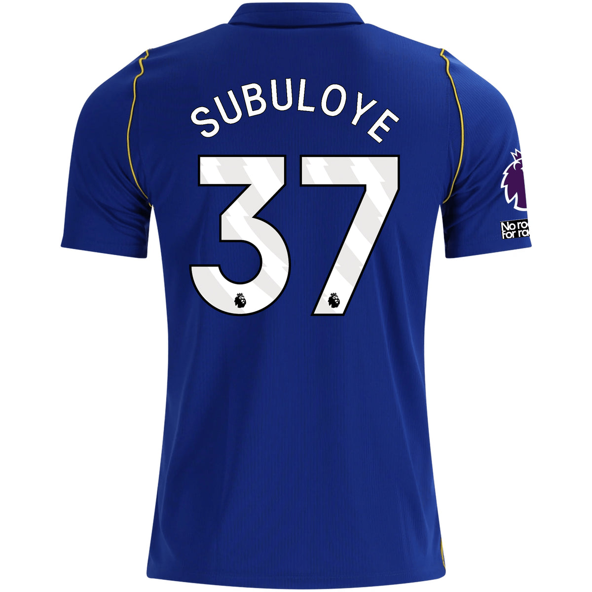 Nike Mens Chelsea FC Olutayo Subuloye Home Jersey w/ EPL + No Room For Racism + Club World Cup Champion Patches 26/27 (Bright Royal/Gold)