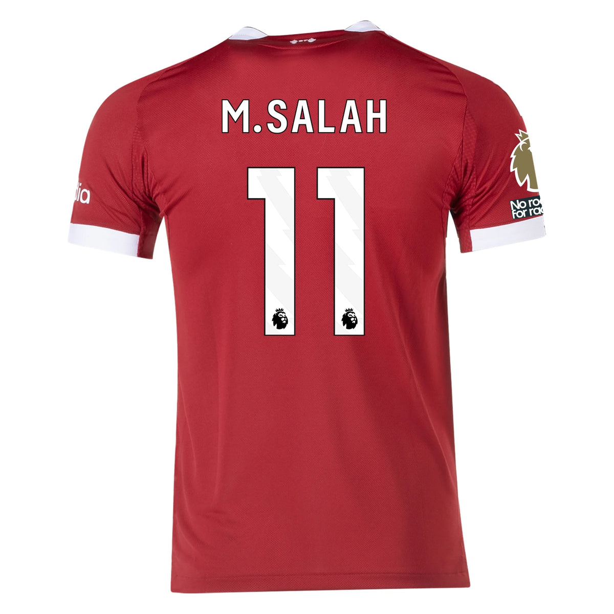 adidas Men&#39;s Liverpool FC Authentic M. Salah Home Jersey 25/26 w/ EPL + NRFR Patches (Strawberry Red)