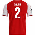 adidas Mens Arsenal William Saliba Home Jersey w/ Champions League Patches 26/27 (Red)