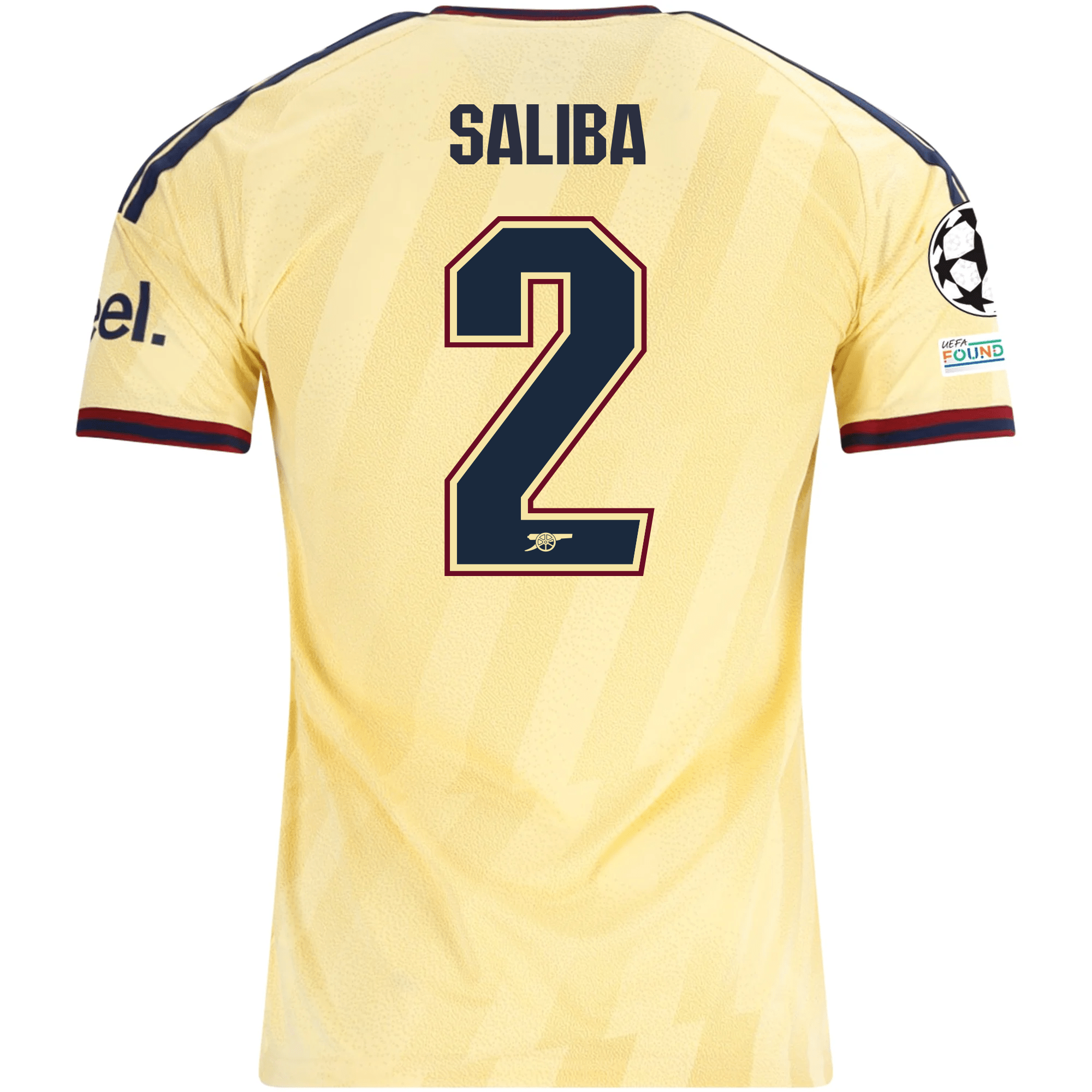 adidas Men's Arsenal FC William Saliba Third Jersey w/ Champions League Patches 26/27 (Yellow)