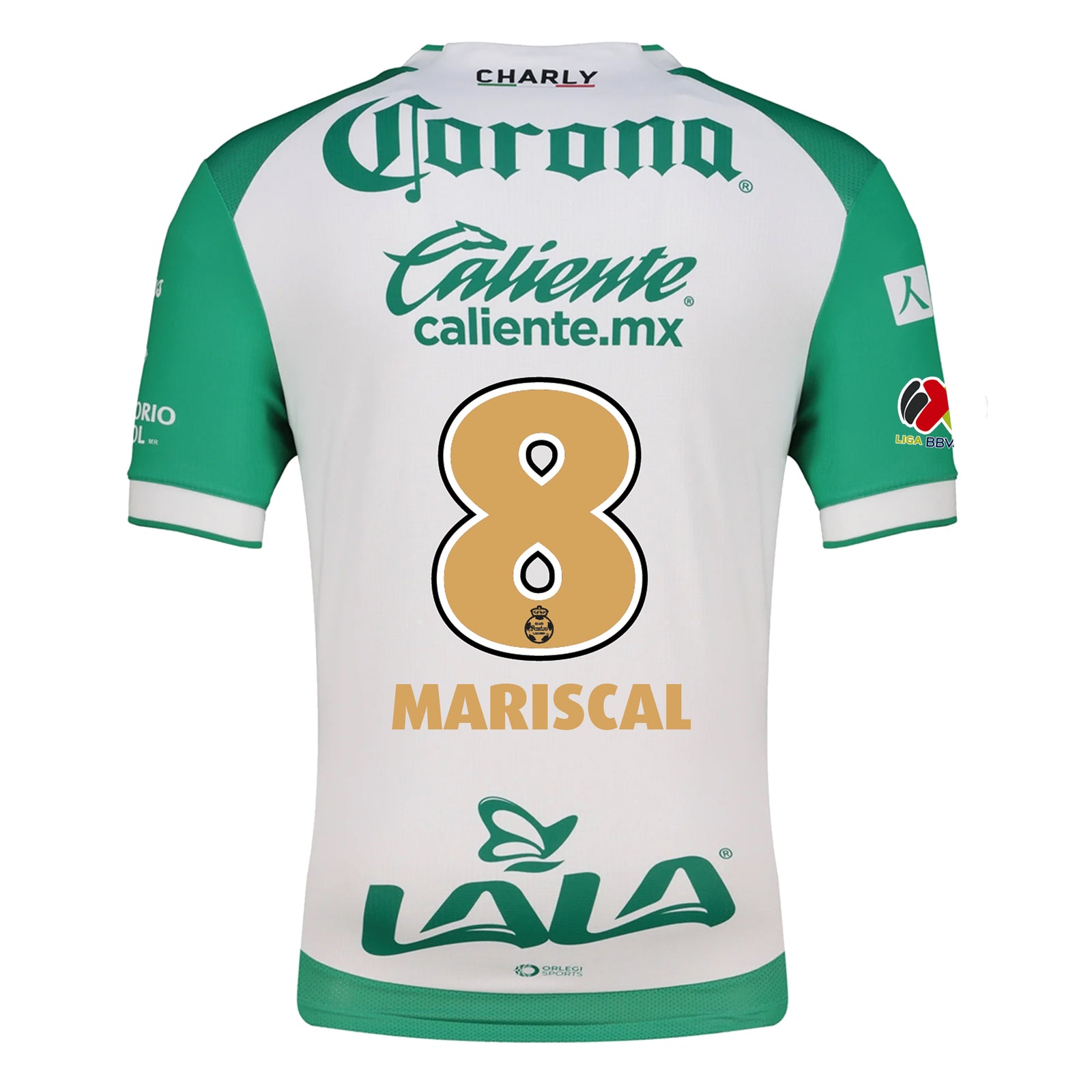 Charly Salvador Mariscal Men's Santos Laguna Home Jersey 25/26 w/ BBVA MX Patches (Green/White)