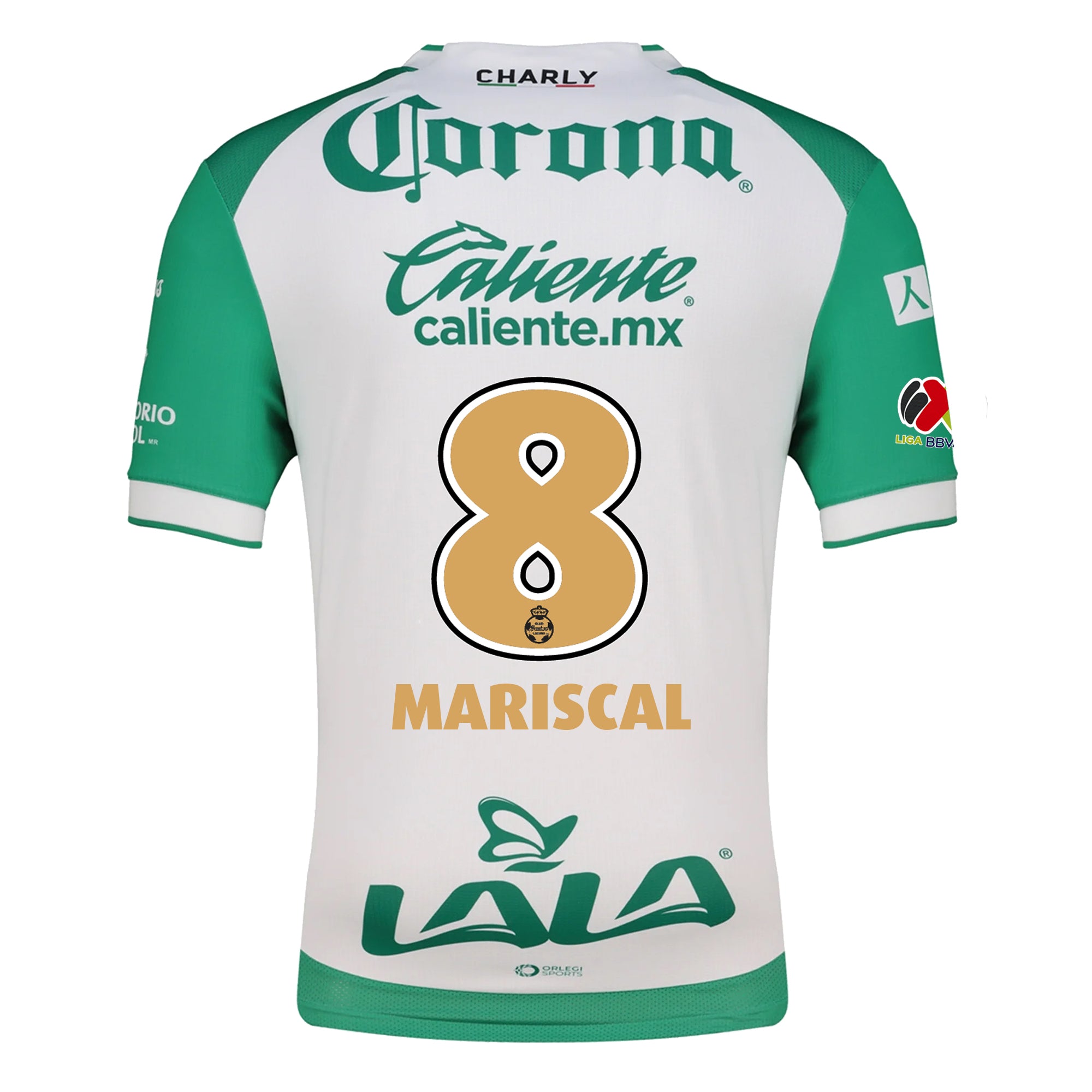 Charly Salvador Mariscal Men's Santos Laguna Home Jersey 25/26 w/ BBVA MX Patches (Green/White)