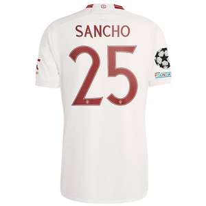 adidas Manchester United Jadon Sancho Third Jersey w/ Champions League Patches 23/24 (Cloud White/Red)