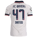 adidas Mens Bayern Munich David Santos Daiber Away Jersey w/ Champions League Patches 26/27 (White)