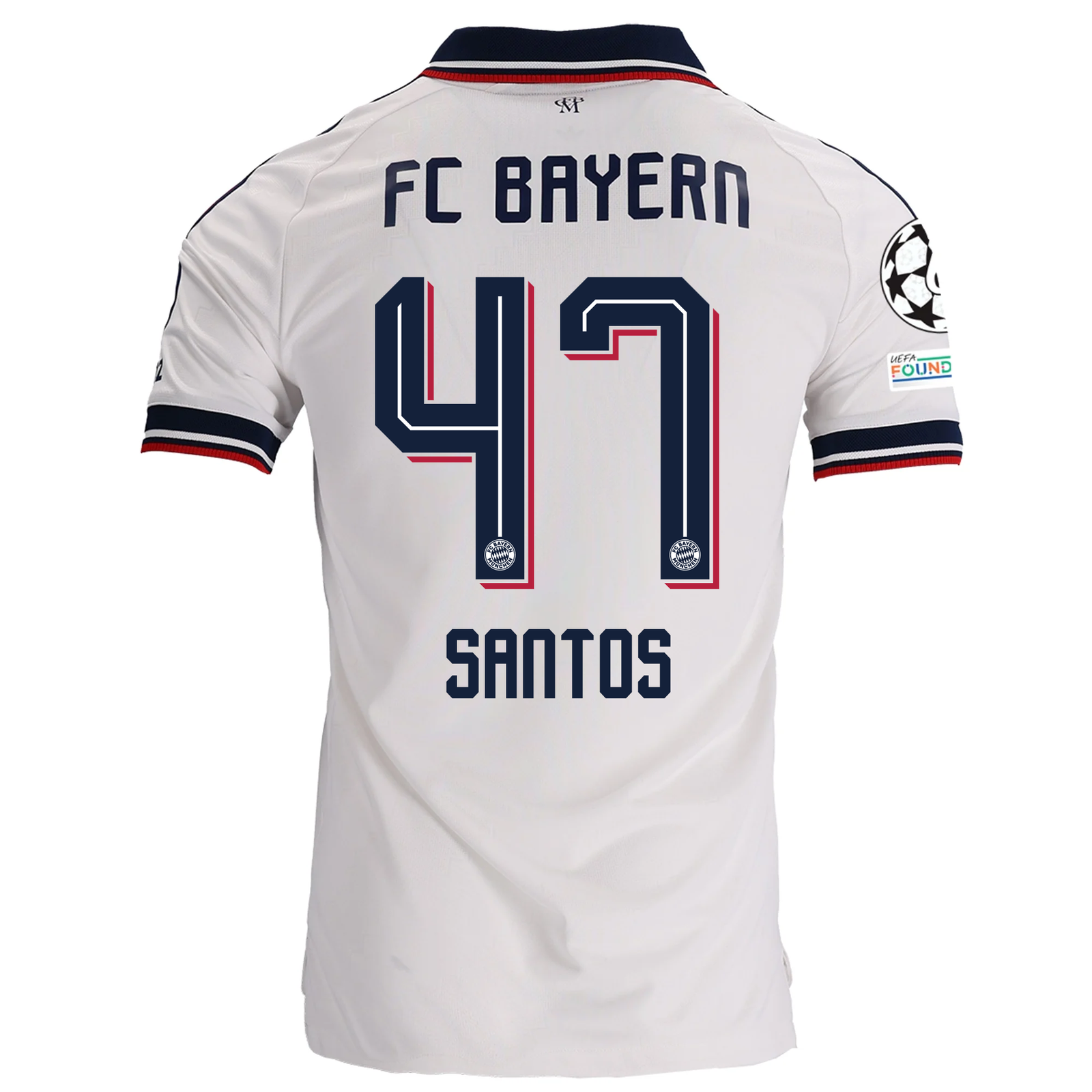 adidas Mens Bayern Munich David Santos Daiber Away Jersey w/ Champions League Patches 26/27 (White)