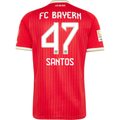 adidas Mens Bayern Munich David Santos Daiber Home Jersey w/ Bundesliga Champion Patch 26/27 (Red)