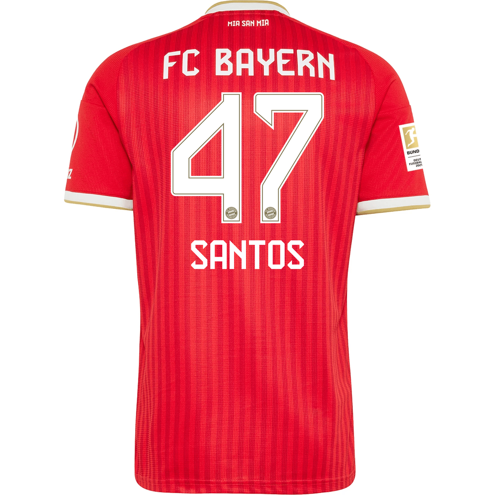 adidas Mens Bayern Munich David Santos Daiber Home Jersey w/ Bundesliga Champion Patch 26/27 (Red)