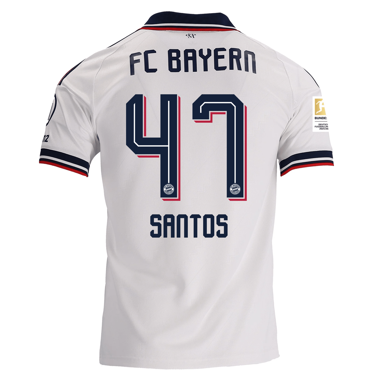 adidas Mens Bayern Munich David Santos Daiber Away Jersey w/ Bundesliga Champion Patch 26/27 (White)