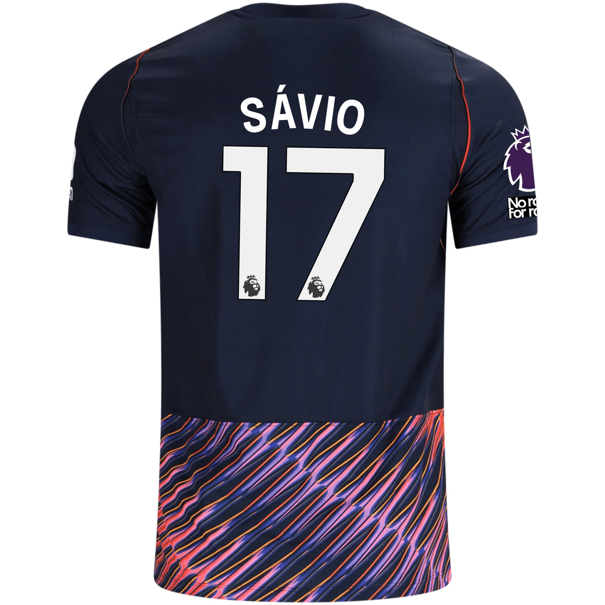 Nike Mens Tottenham Hotspur Sávio Away Jersey w/ EPL + No Room For Racism Patches 26/27 (Obsidan/White)