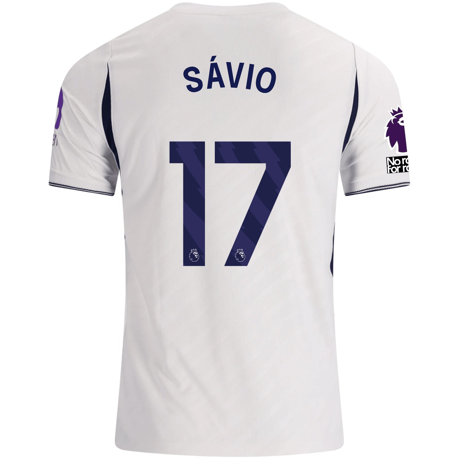 Nike Mens Tottenham Hotspur Sávio Home Jersey w/ EPL + No Room For Racism 26/27 (White)