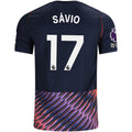Nike Mens Tottenham Hotspur Sávio Away Jersey w/ EPL + No Room For Racism Patches 26/27 (Obsidan/White)