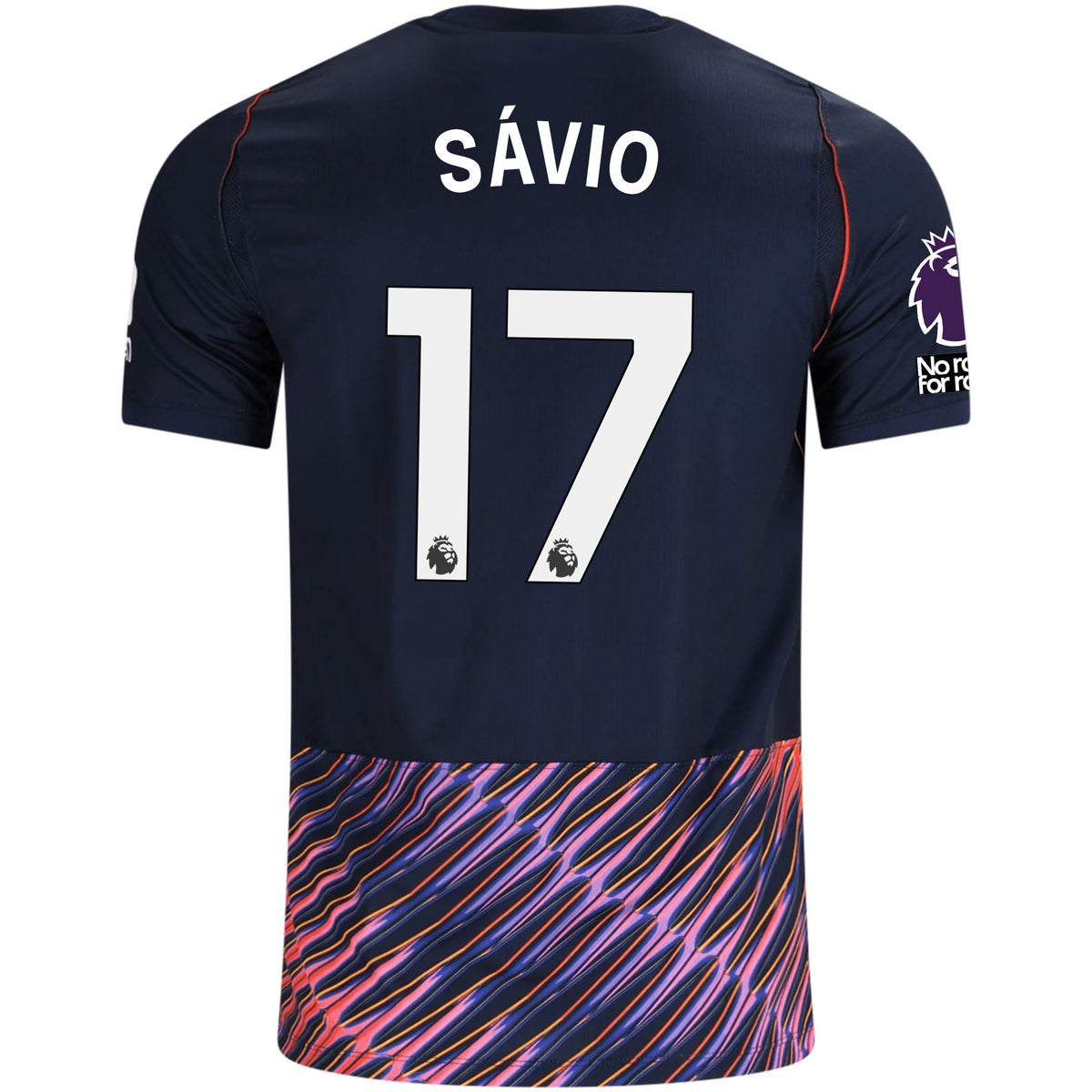Nike Mens Tottenham Hotspur Sávio Away Jersey w/ EPL + No Room For Racism Patches 26/27 (Obsidan/White)