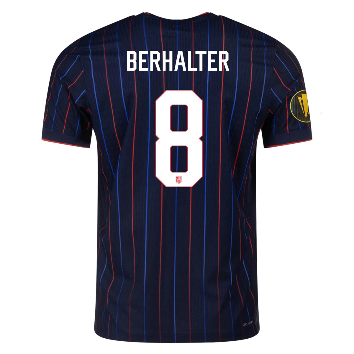 Nike Sebastian Berhalter United States Away Match Authentic Jersey 25/26 w/ Gold Cup 2025 Patch (Obsidian/Challenge Red)