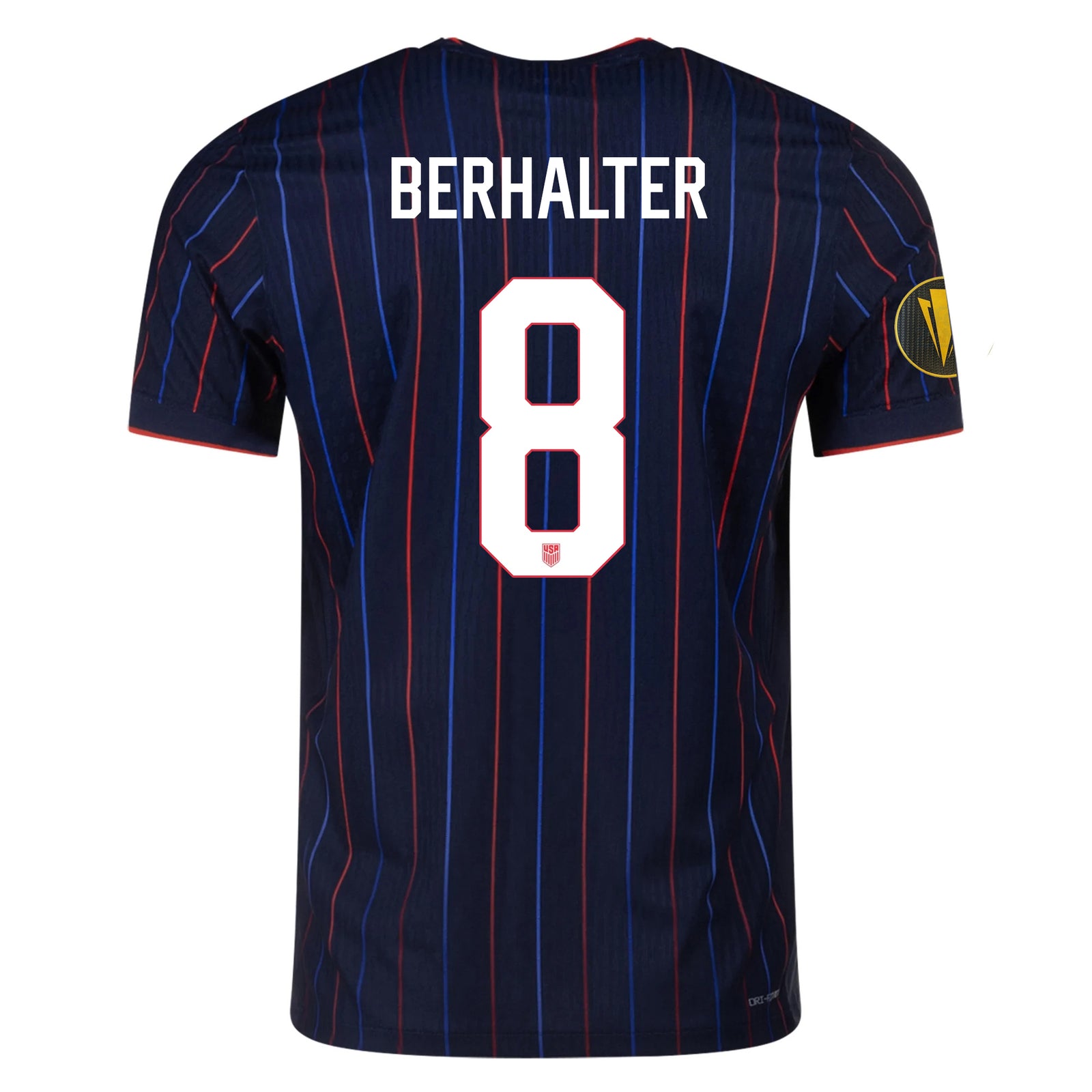 Nike Sebastian Berhalter United States Away Match Authentic Jersey 25/26 w/ Gold Cup 2025 Patch (Obsidian/Challenge Red)