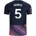 Nike Mens Tottenham Hotspur Marcos Senesi Away Jersey w/ EPL + No Room For Racism Patches 26/27 (Obsidan/White)