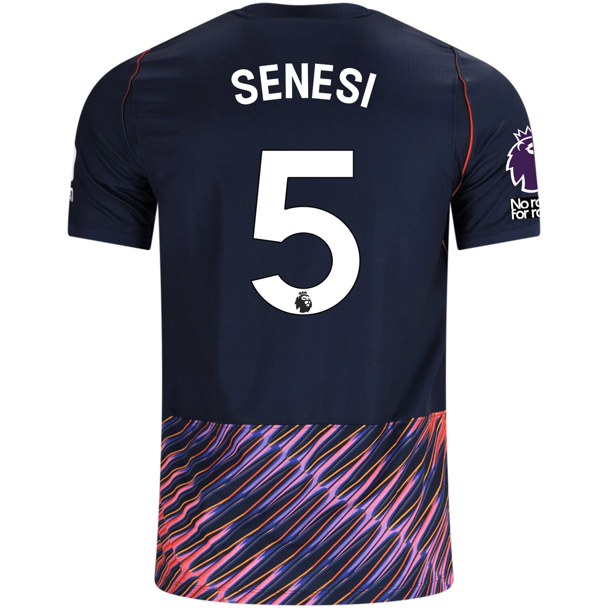 Nike Mens Tottenham Hotspur Marcos Senesi Away Jersey w/ EPL + No Room For Racism Patches 26/27 (Obsidan/White)