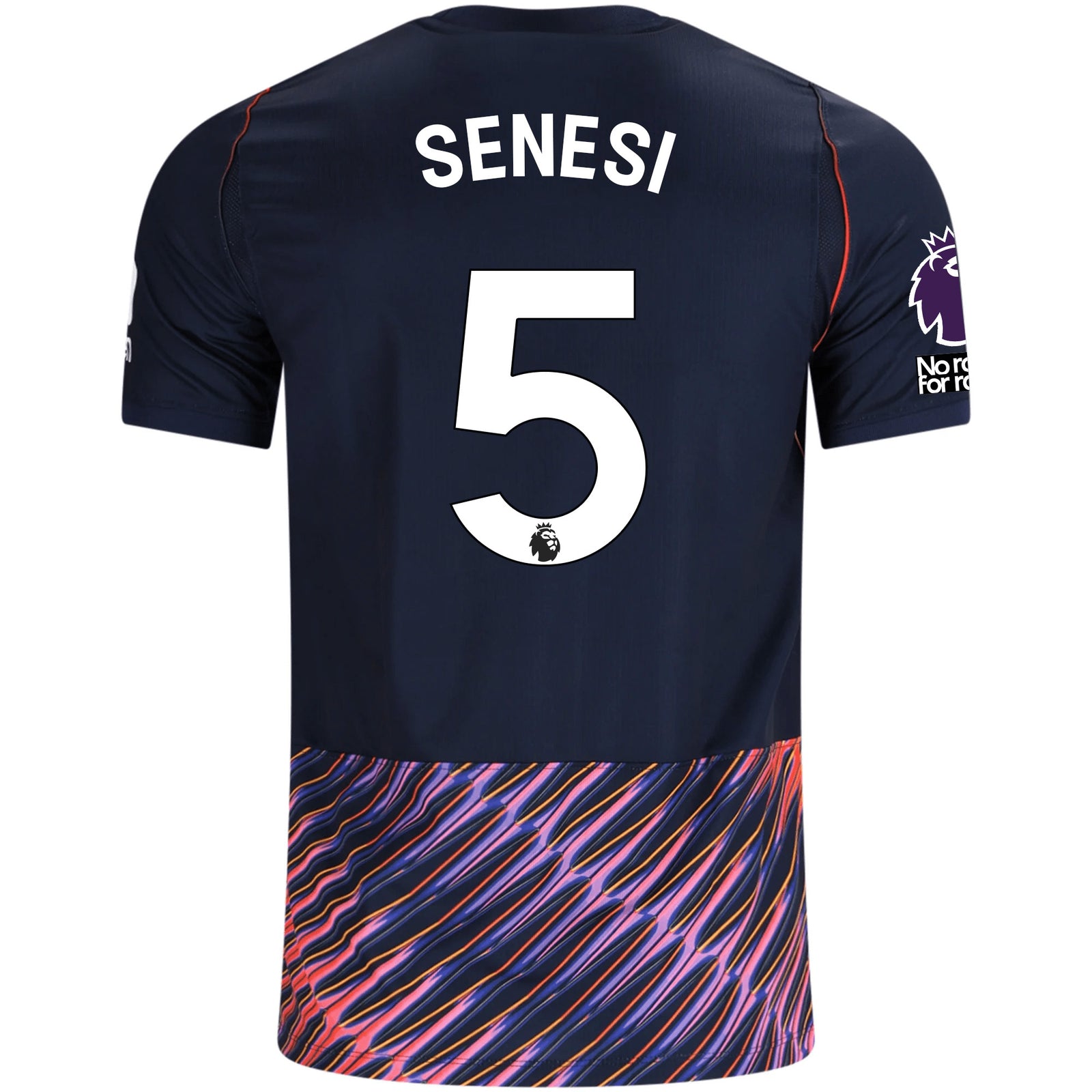Nike Mens Tottenham Hotspur Marcos Senesi Away Jersey w/ EPL + No Room For Racism Patches 26/27 (Obsidan/White)