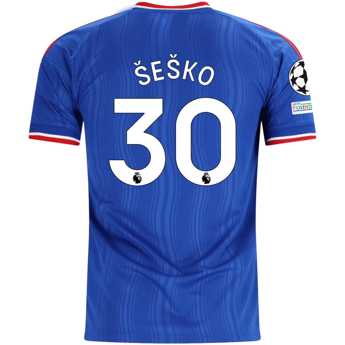 adidas Mens Manchester United Benjamin Šeško Away Jersey w/ Champions League Patches 26/27 (Blue)