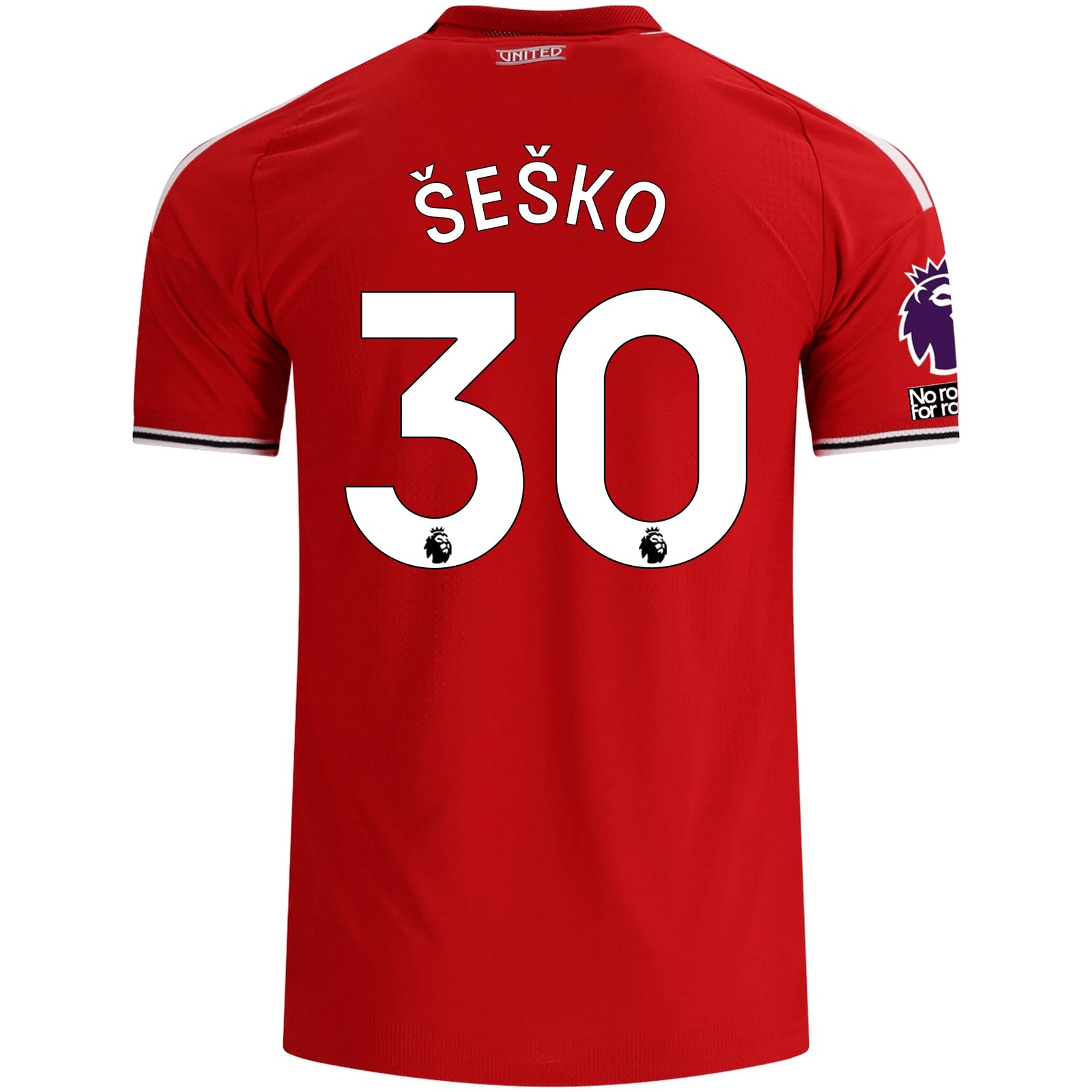 adidas Manchester United Authentic Benjamin Šeško Home Jersey w/ EPL + No Room For Racism Patches 26/27 (Red)