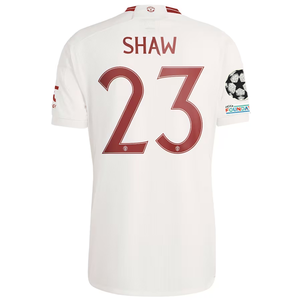 adidas Manchester United Luke Shaw Third Jersey w/ Champions League Patches 23/24 (Cloud White/Red)