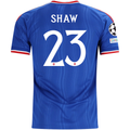 adidas Mens Manchester United Luke Shaw Away Jersey w/ Champions League Patches 26/27 (Blue)