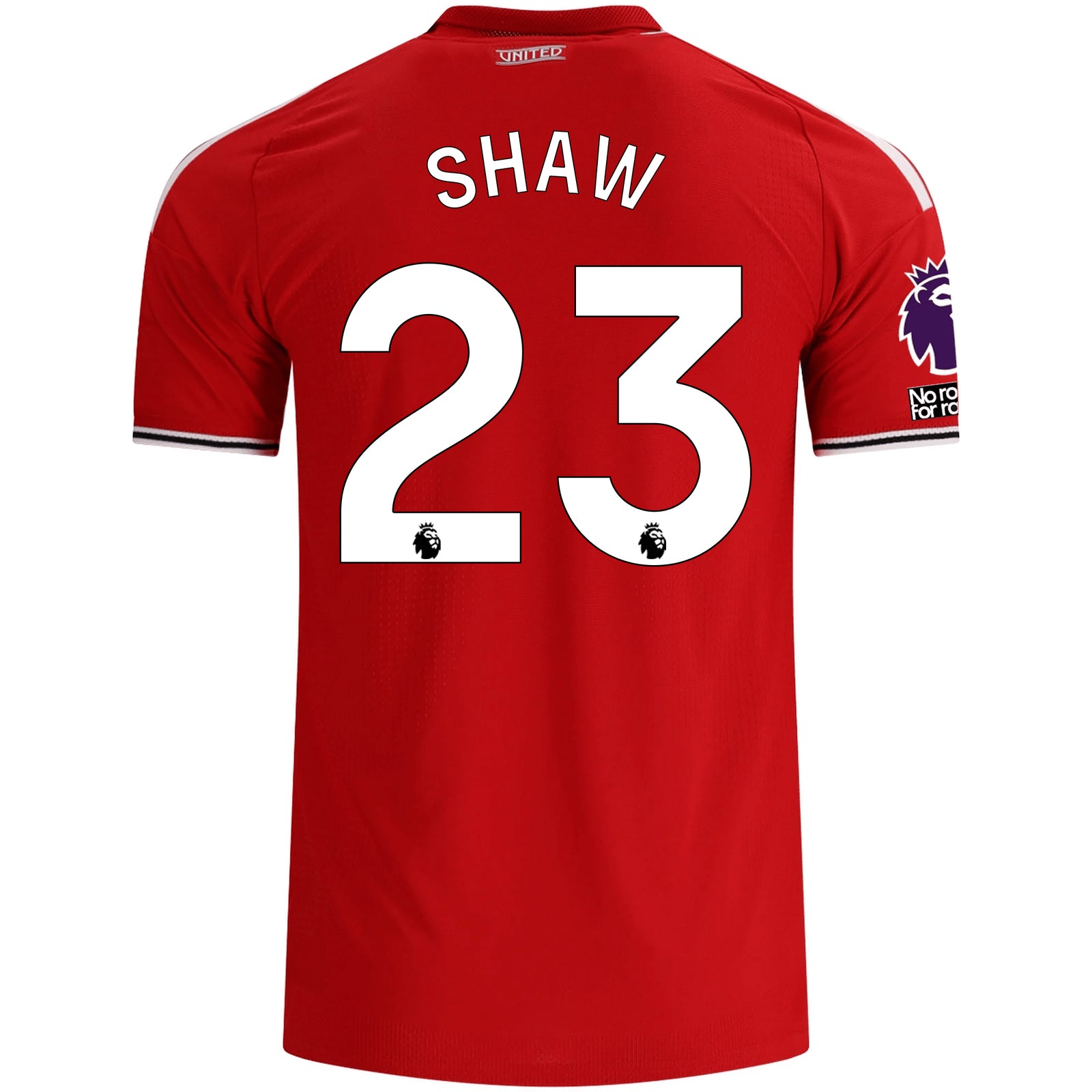 adidas Manchester United Authentic Luke Shaw Home Jersey w/ EPL + No Room For Racism Patches 26/27 (Red)